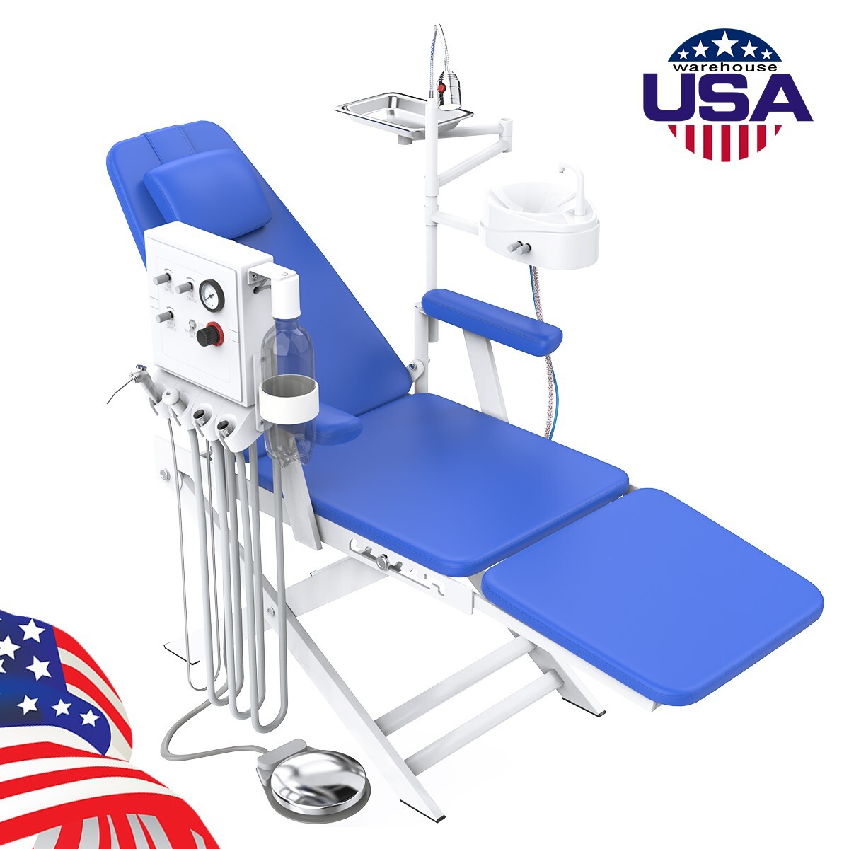 Dental Portable Delivery Unit System Air Compressor 4Holes Mobile Cart /Chair