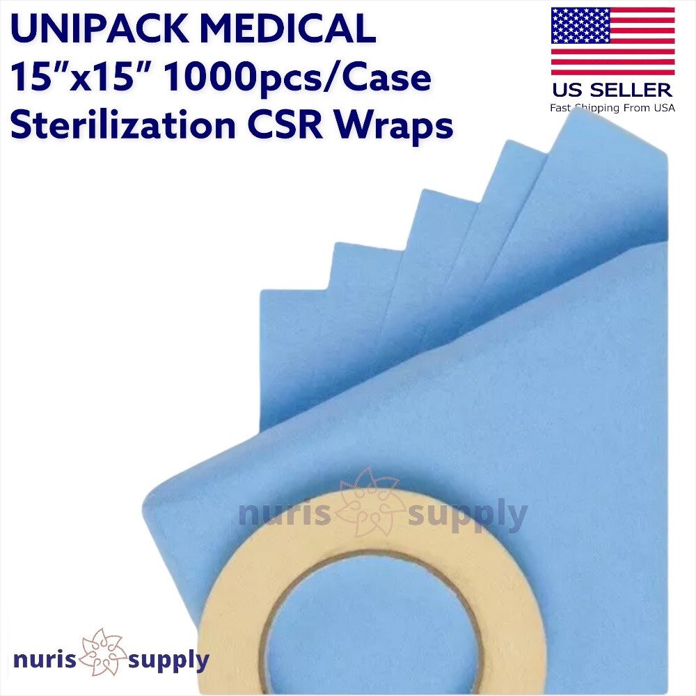 1000pcs/Case Autoclave CSR Sterilization Wrap 15″x15″ UNIPACK Premium Quality