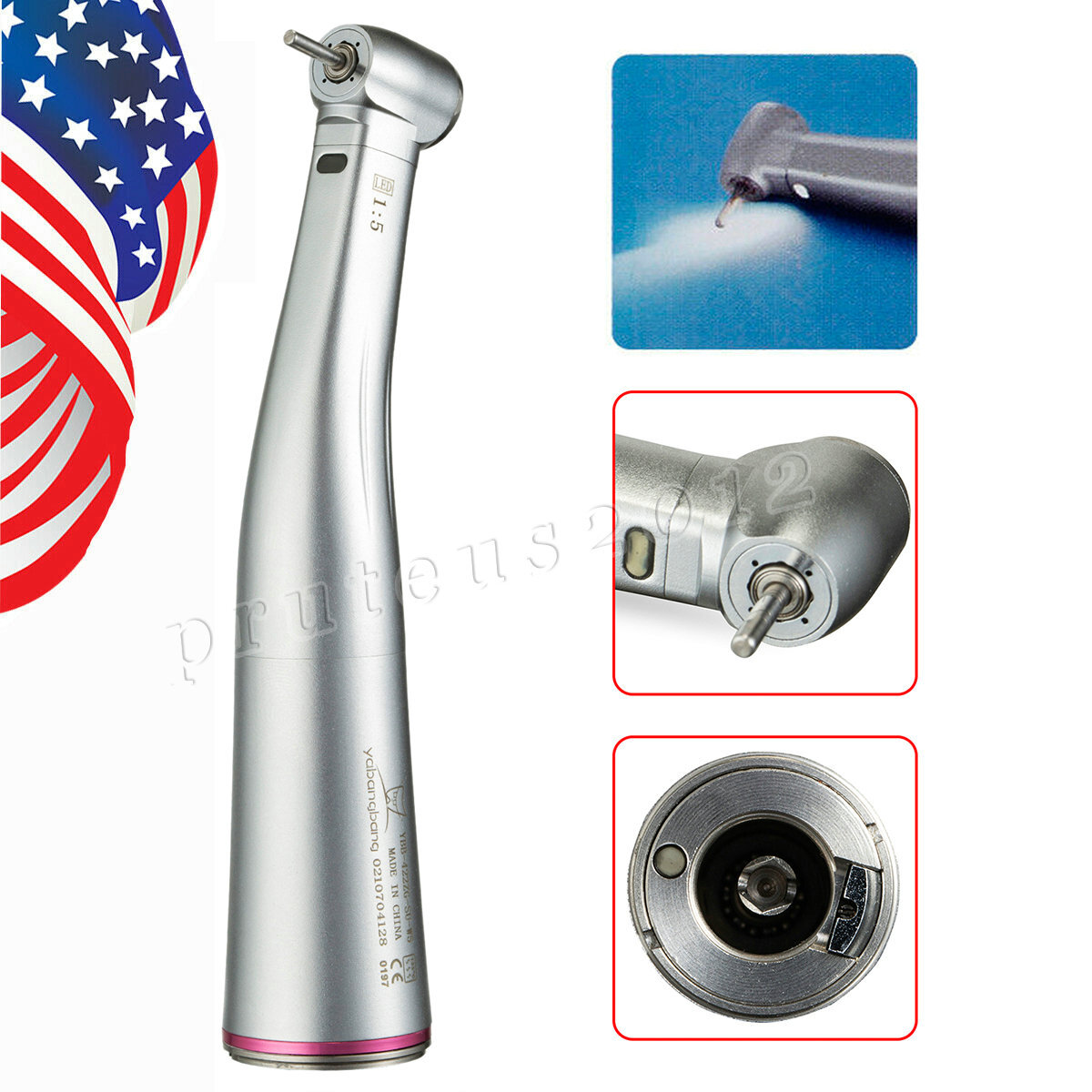 Dental 1:5 Fibre Optic Increasing Inner Channel Contra Angle Handpiece