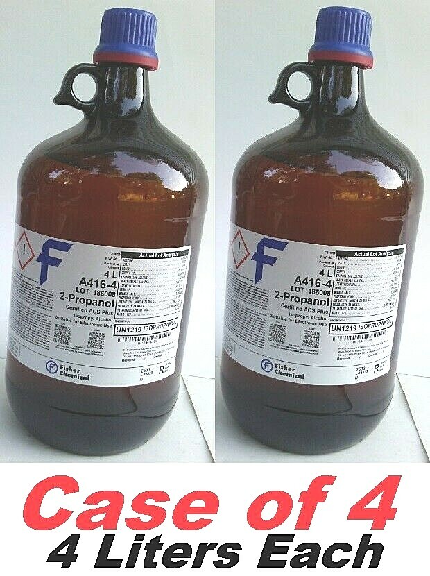 Fisher 2-Propanol A416-4 (Certified ACS) Assay 99.9% (4 Bottles, 4 Liters EACH)