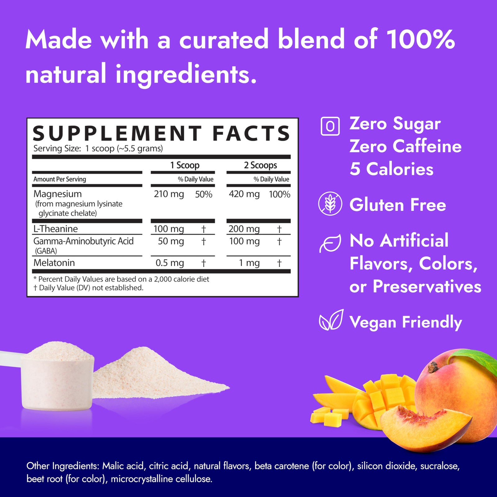 Zipfizz Nightly Calm Sleep Supplement Powder Peach Mango 12.3 Oz 30-60 Servings