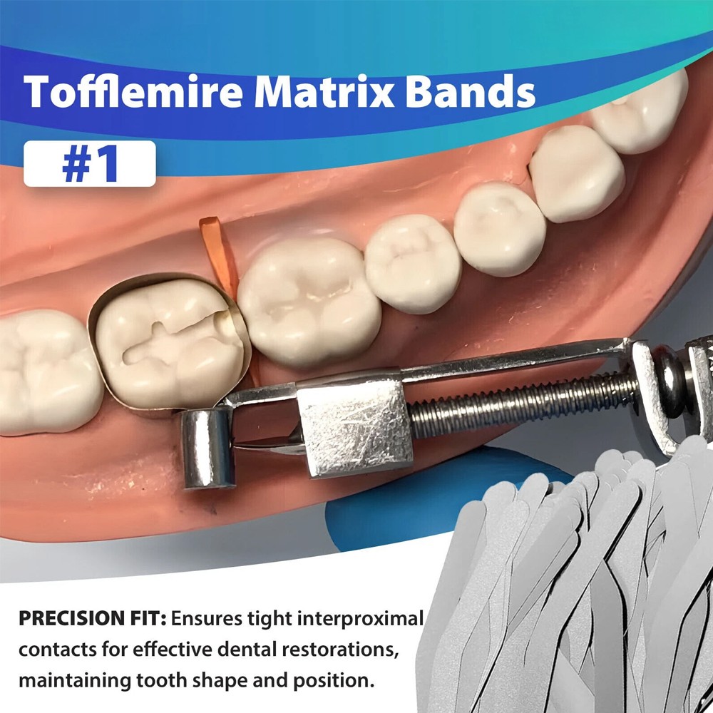 288pc Dental universal Matrix Bands Tofflemire Stainless Steel bands 0.015′ #1#2