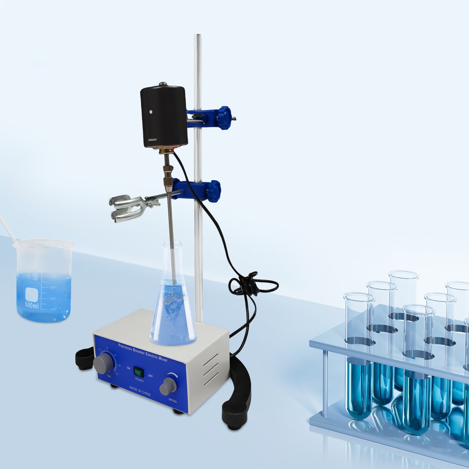 Overhead Lab Stirrer, 100W 2800 RPM, 2.64 Gal Capacity, Digital Timer, 0-120 Min