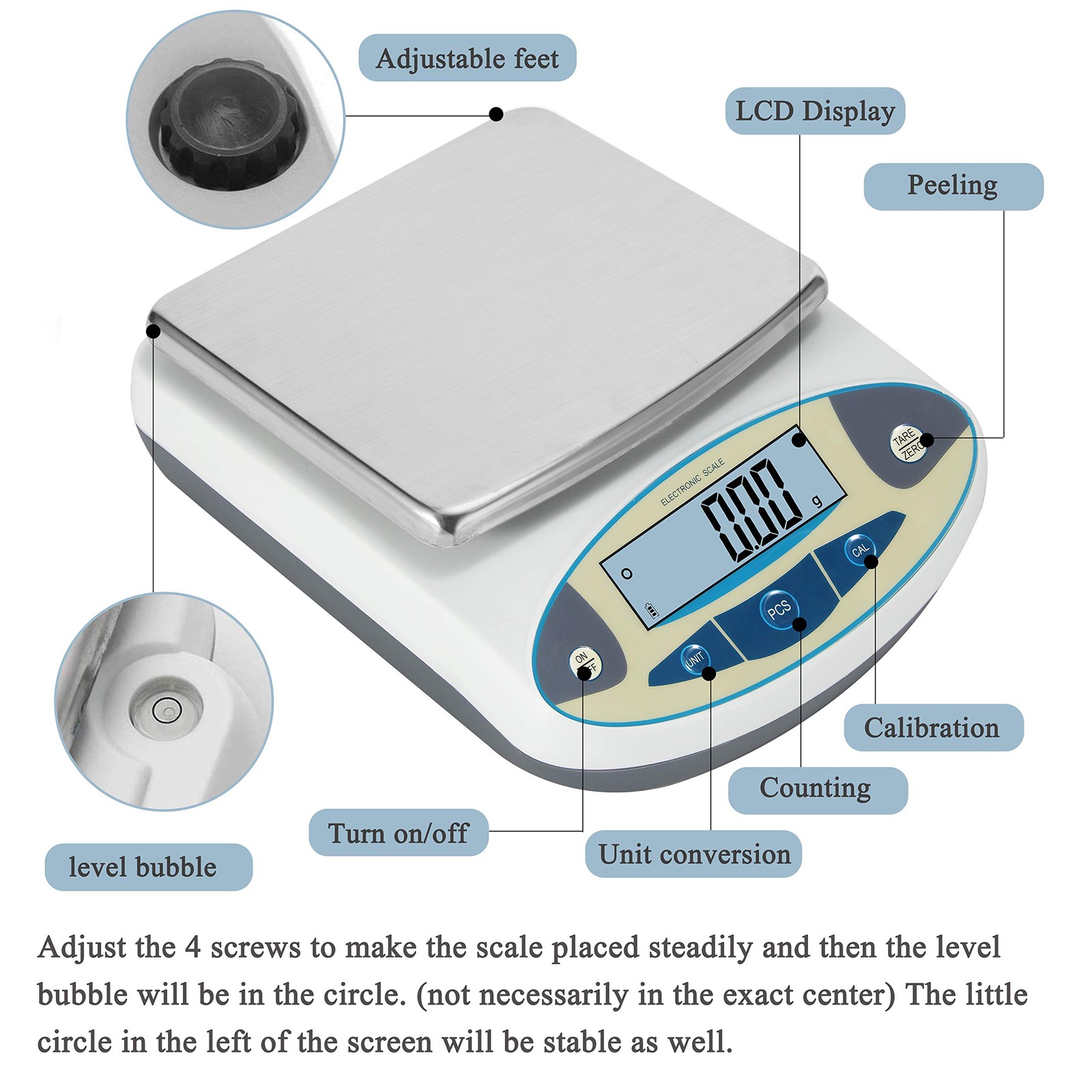 Lab Scale 5000gx0.01g High Precision Electronic Analytical Balance 0.01g Accu…