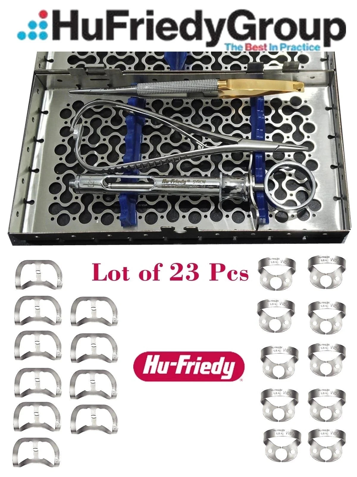 Hu friedy lot 1 cassette with 3 Dental instrument NH5020R Plus 20 clamps