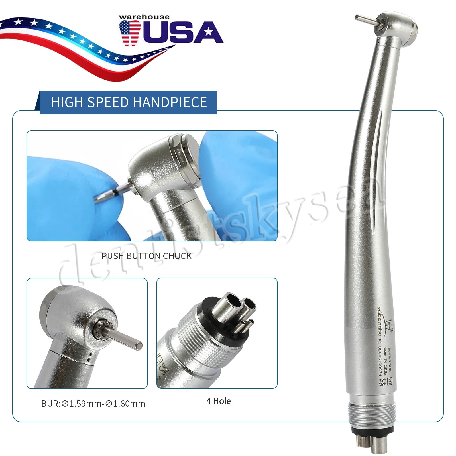 10Pcs Dental Fast High Speed Handpiece Push Button 4H U3BM Pediatric Mini