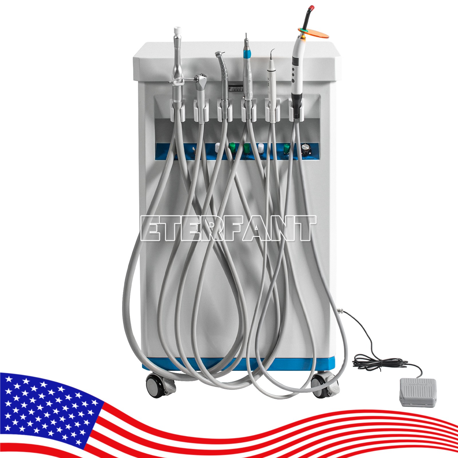 Dental Mobile Unit w/Air Compressor Curing Light Scaler/Delivery Unit w/Socket