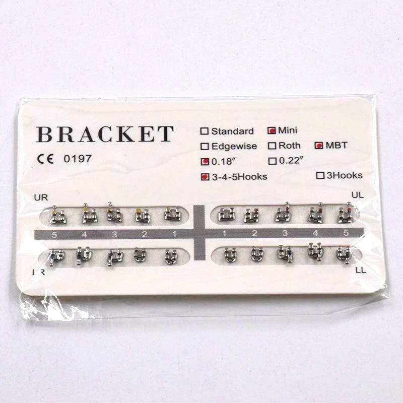 20 Pcs/Set Orthodontic Dental Mini/Standard 018/022 Metal Brackets Braces Hooks