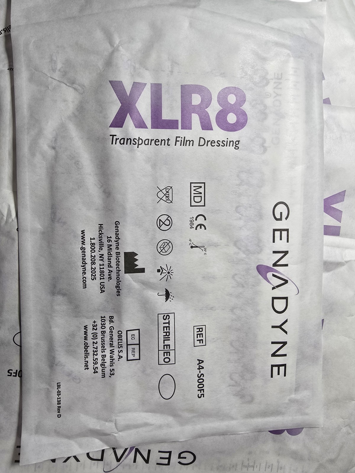 (7) Genadyne XLR8 Transparent Film Dressing Ref A4-S00F5