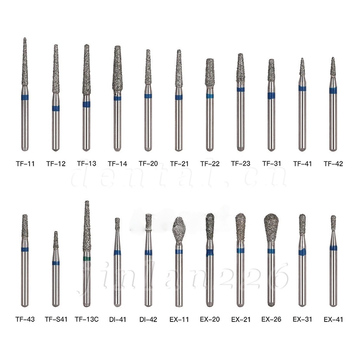 100 Types Dental FG Diamond Burs For High Speed Handpiece Friction Grip 50pcs