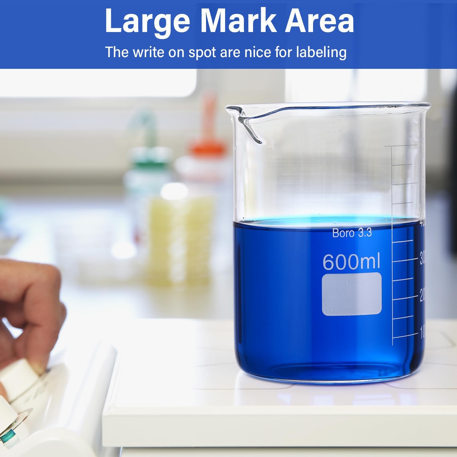 600ml Glass Beaker Set 8 Pcs Borosilicate Lab Measuring Cup Low Form Reusable Sc