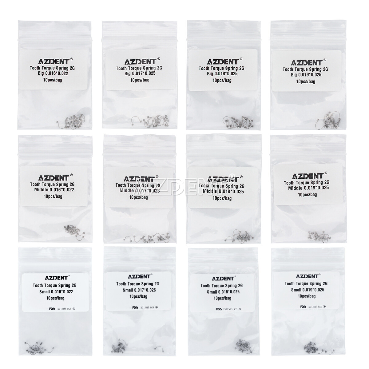 12 Size Dental Orthodontic Anterior Teeth Torque Rectangular Springs 10Pcs/Pack