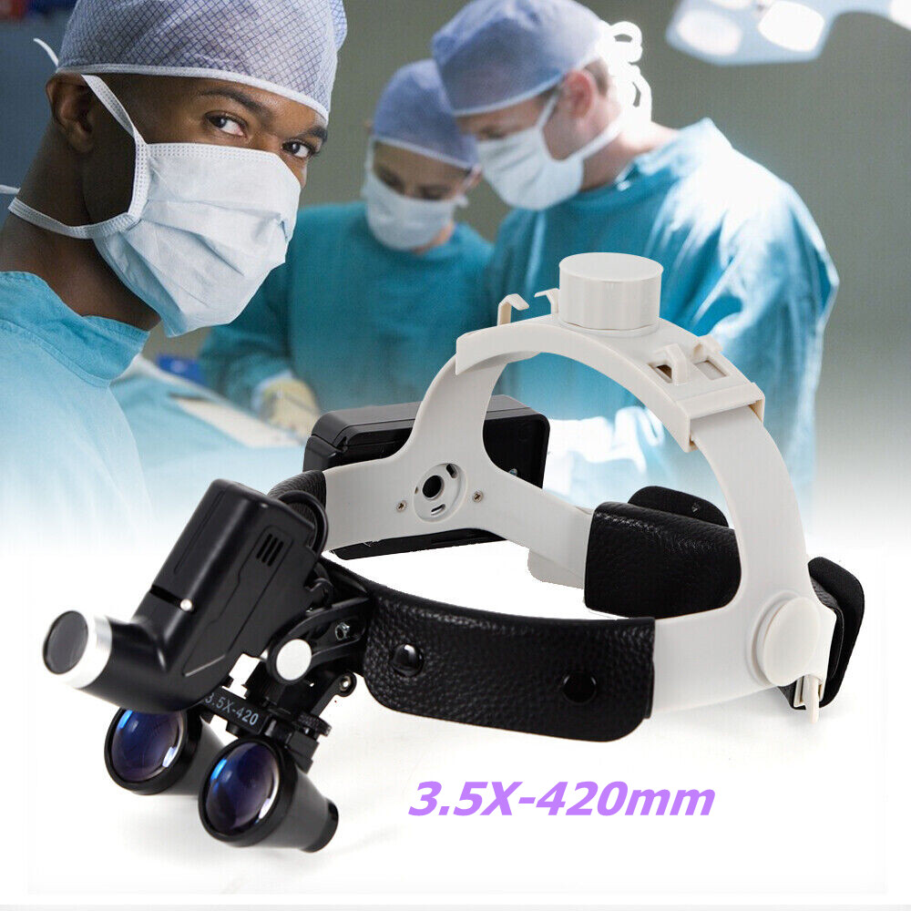 3.5X Medical Surgical Headband Binocular Loupes Magnifier with LED Head Light 5W