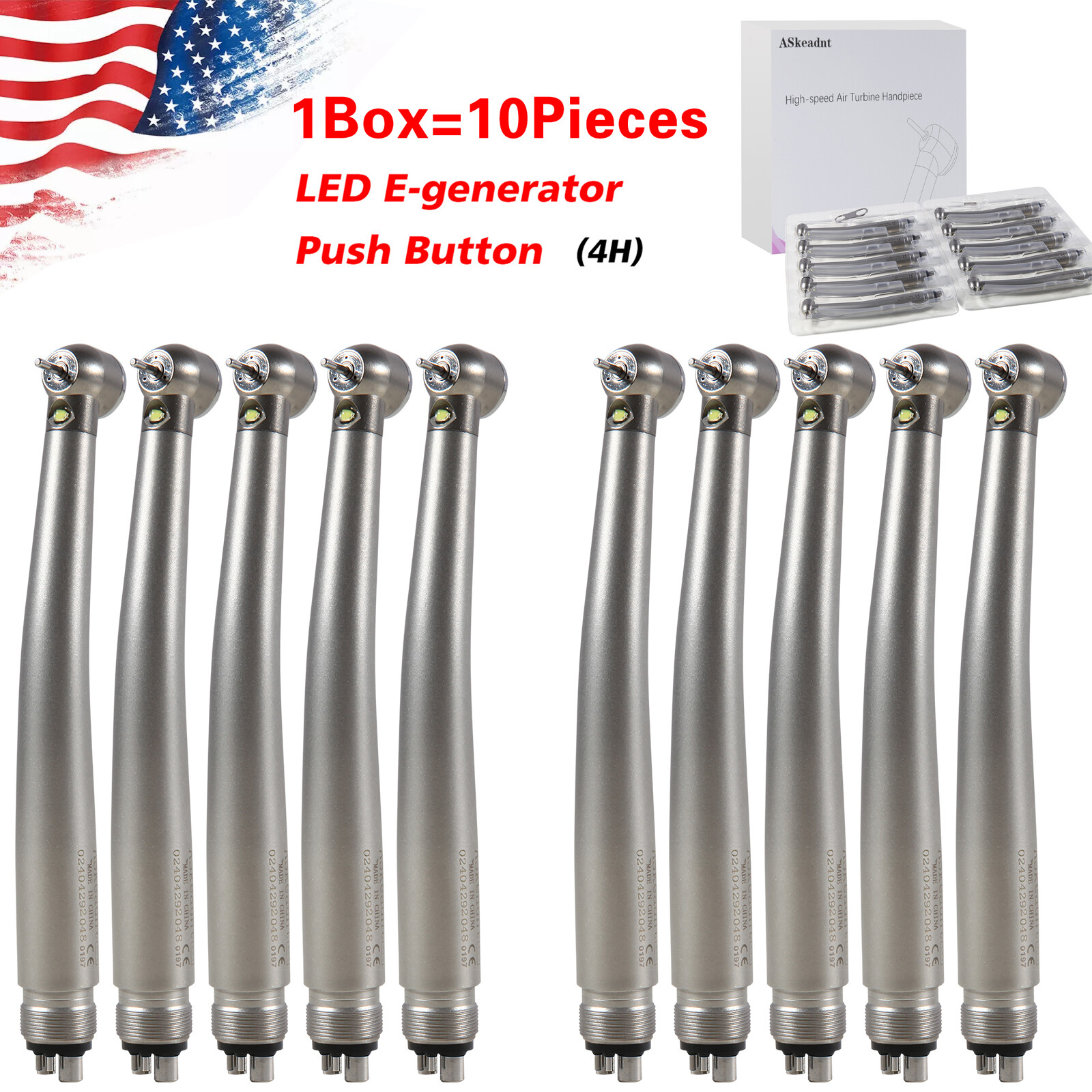 10 PACKS ASkeadnt Dental Turbine High Speed Handpiece