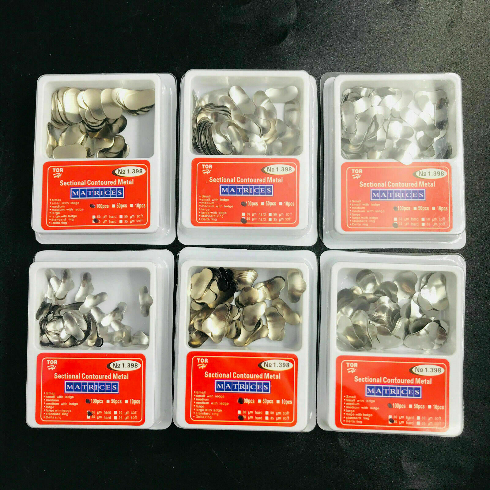 100 Pcs Dental Sectional Contoured Metal Matrices Refill Matrix Band Ledge 35um