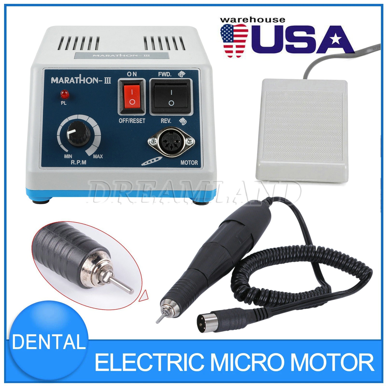 Dental Lab 35K rpm Motor Handpiece+Marathon Electric Micromotor Polishing Unit