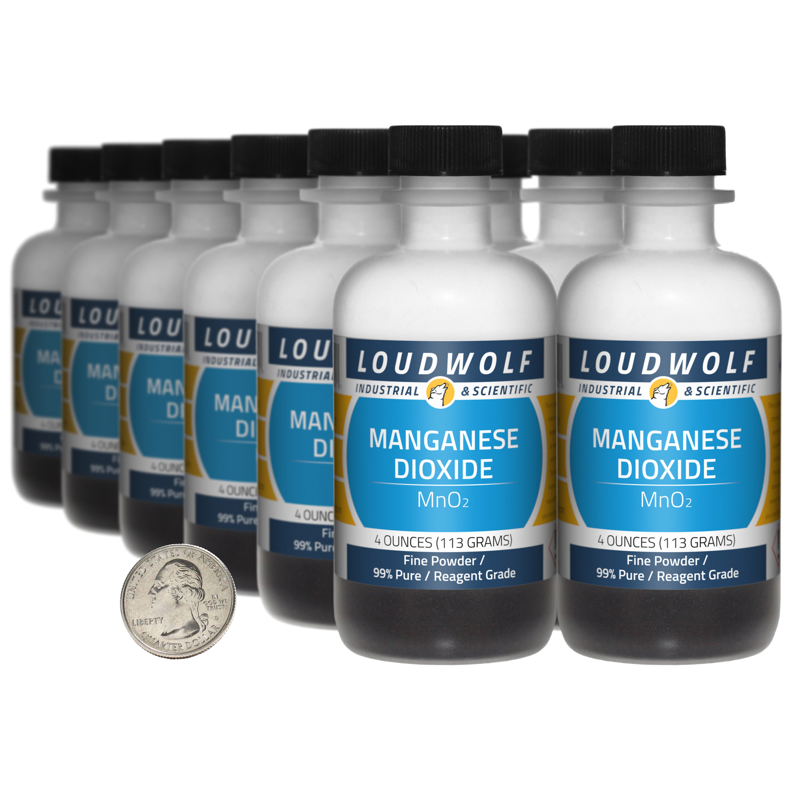 Manganese Dioxide / 3 Pounds / 12 Bottles / 99% Pure Reagent Grade / Fine Powder