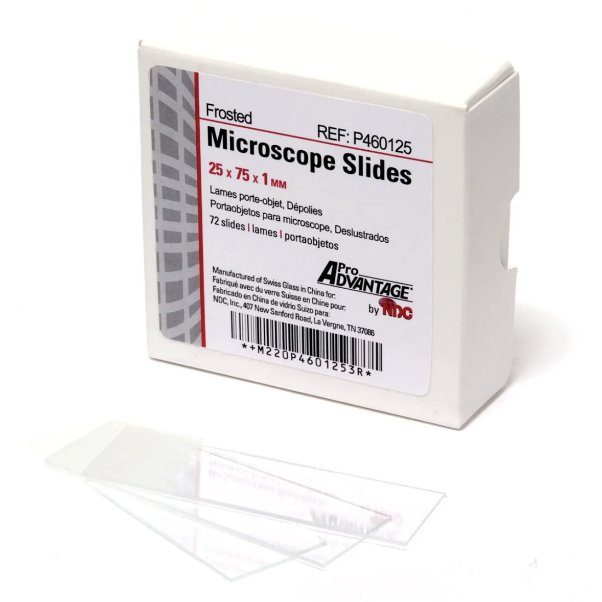Pre-Cleaned White Frosted Microscope Slides with Ground Edges – Box of 72