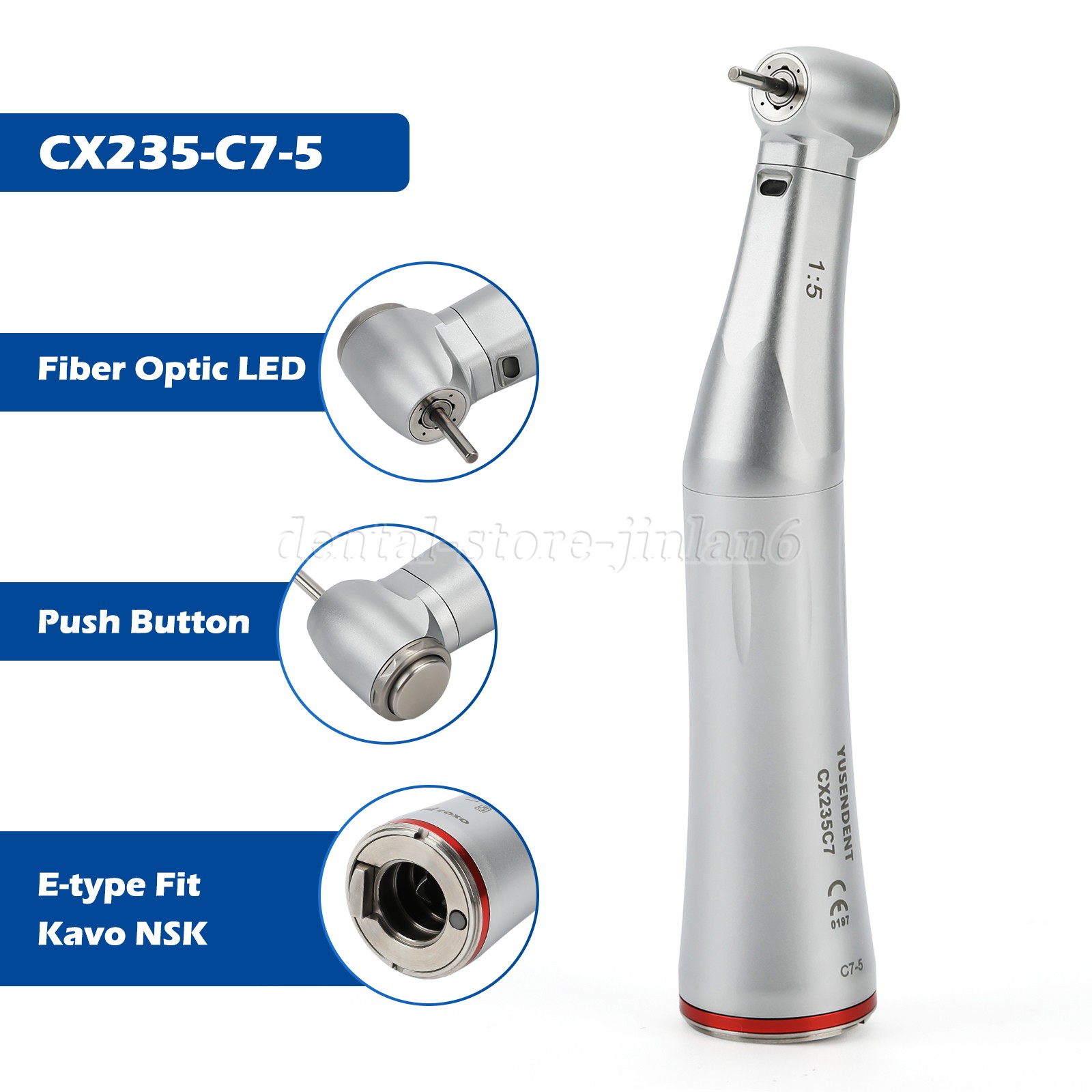 COXO Dental Optic Fiber 1:5 Contra Angle Handpiece CX235C7 C7-5 Standard Head