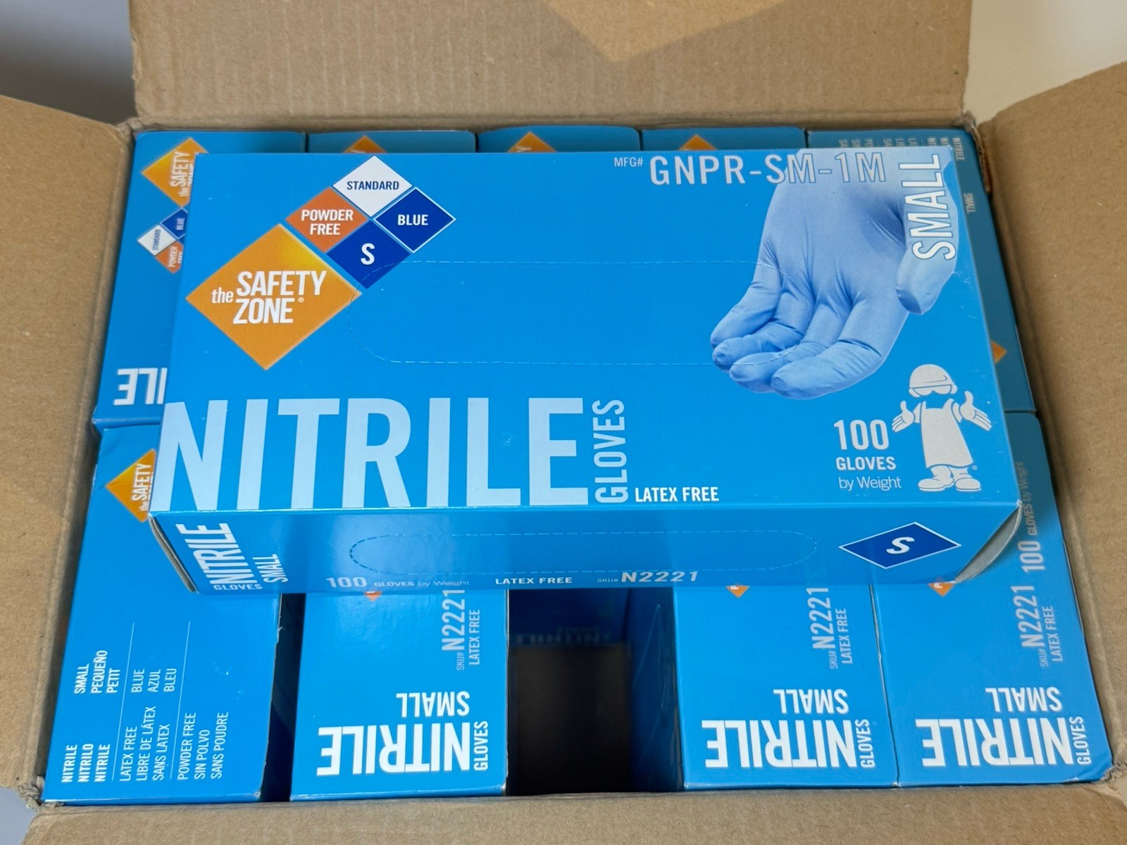 The Safety Zone N2212 Nitrile Gloves Small S Blue Latex-Free GNPR-SM-1M