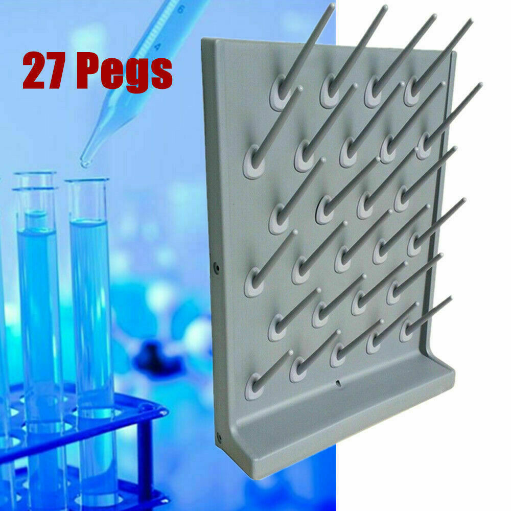 Lab Use Drying Rack 27Pegs Pegboard PP Wall Mounted for Glassware Removable