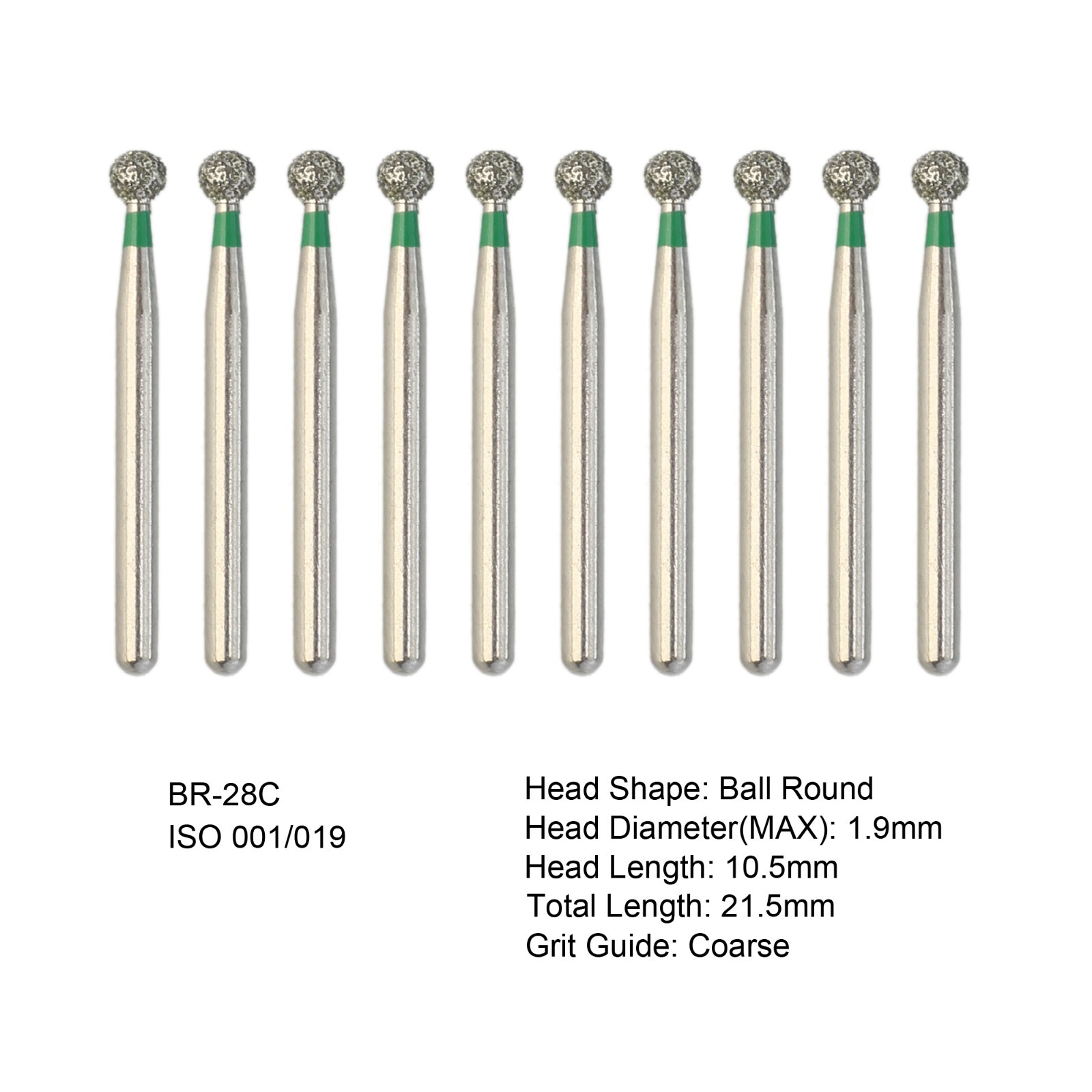 Dental Diamond Burs FG High Speed Bur Football Cylinder Coarse Round End Taper