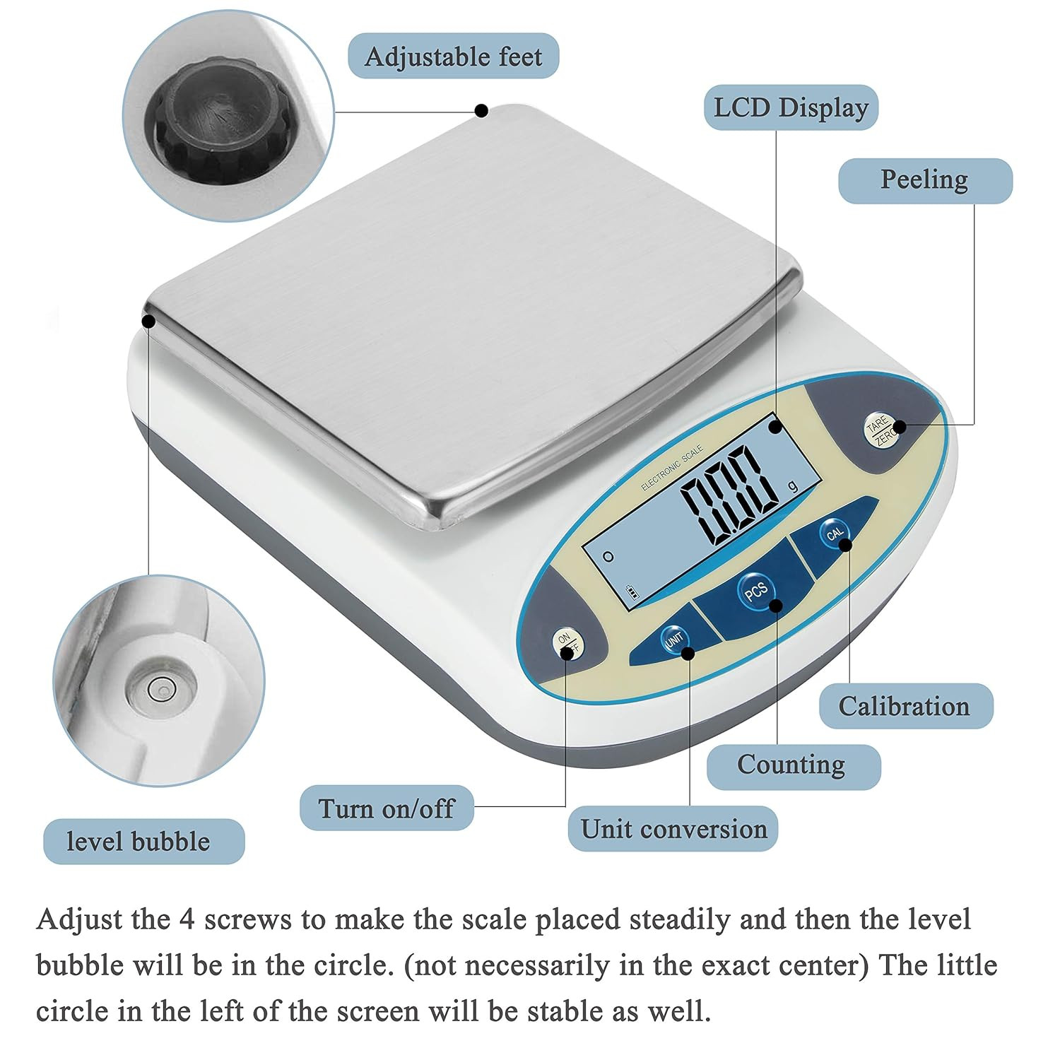 Lab Scale 5000Gx0.01G High Precision Electronic Analytical Balance 0.01G Accurac