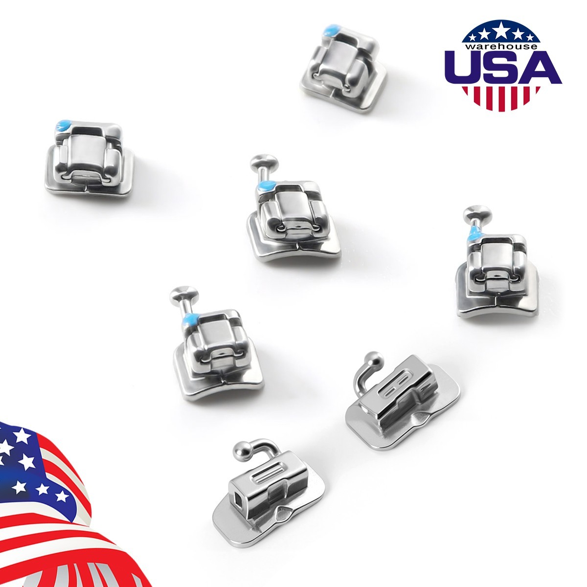 24pcs AZDENT Dental Ortho MIM Self Ligating Bracket Mini Roth.022 Hooks 345