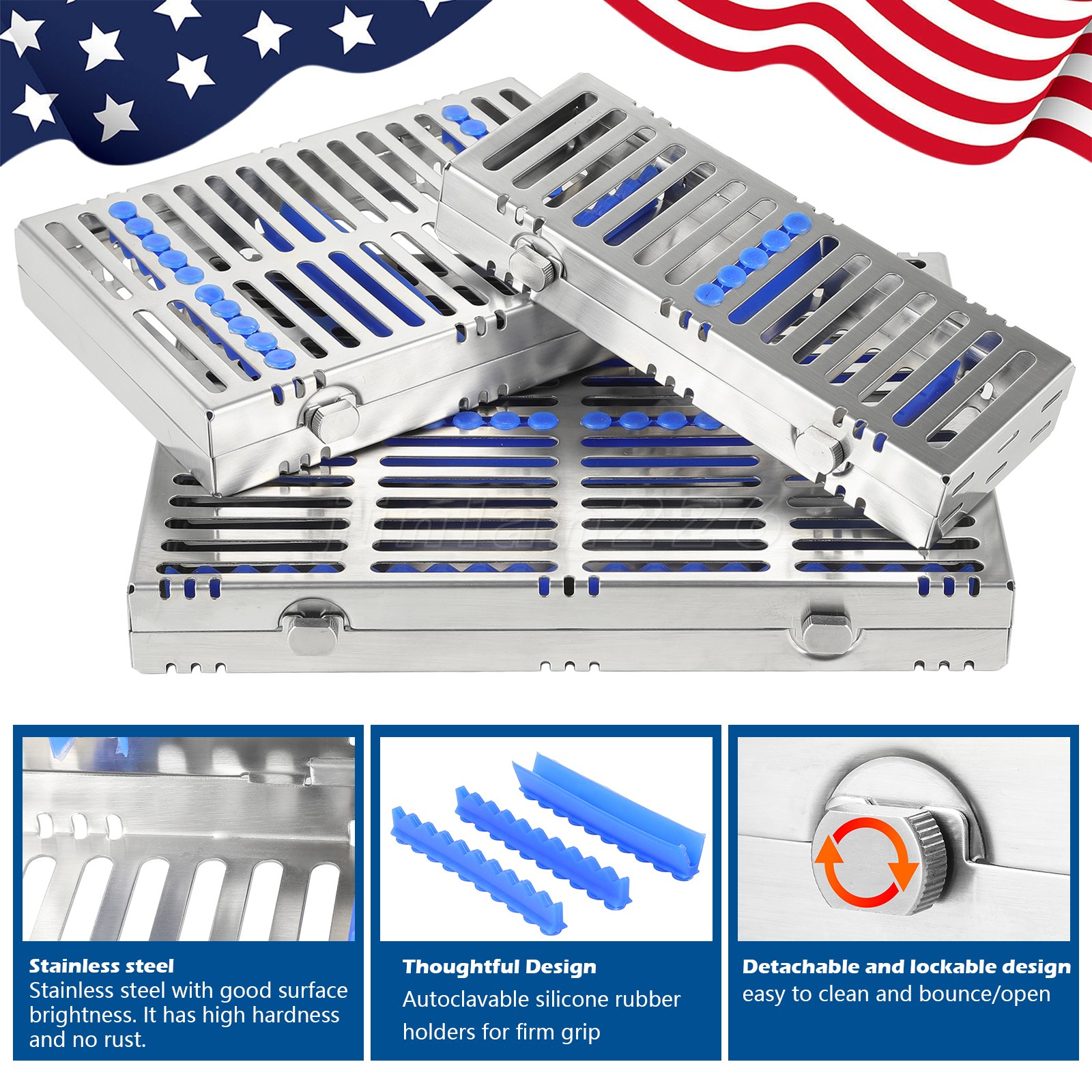 Sterilization Tray Box Case Disinfection Box SS for 5 10 20 Surgical Instruments