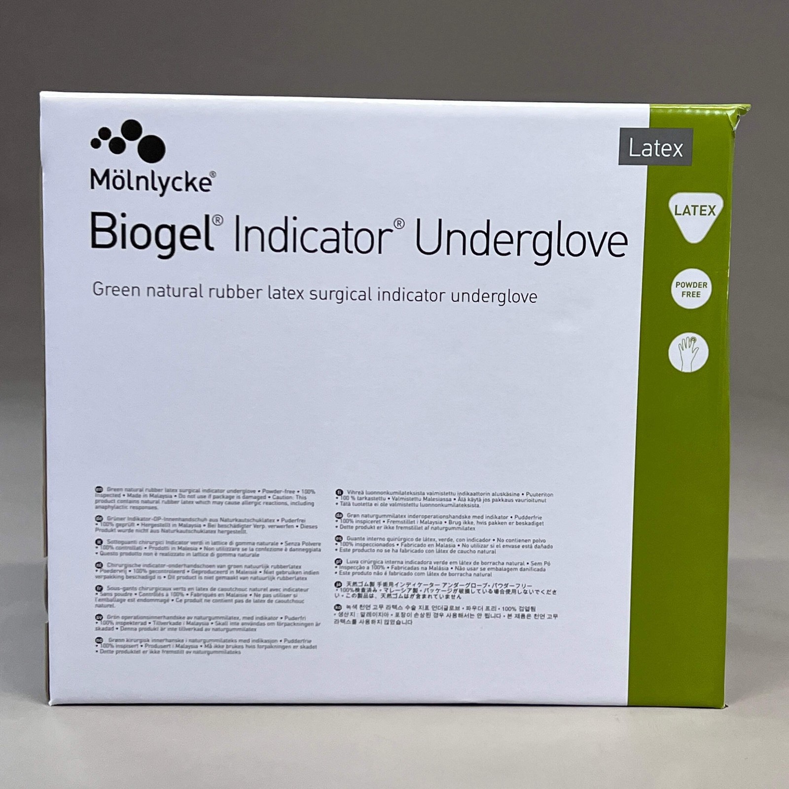 MOLNLYCKE Biogel Latex Surgical Indicator Underglove SZ 7.5 Green 50 Pairs 31275