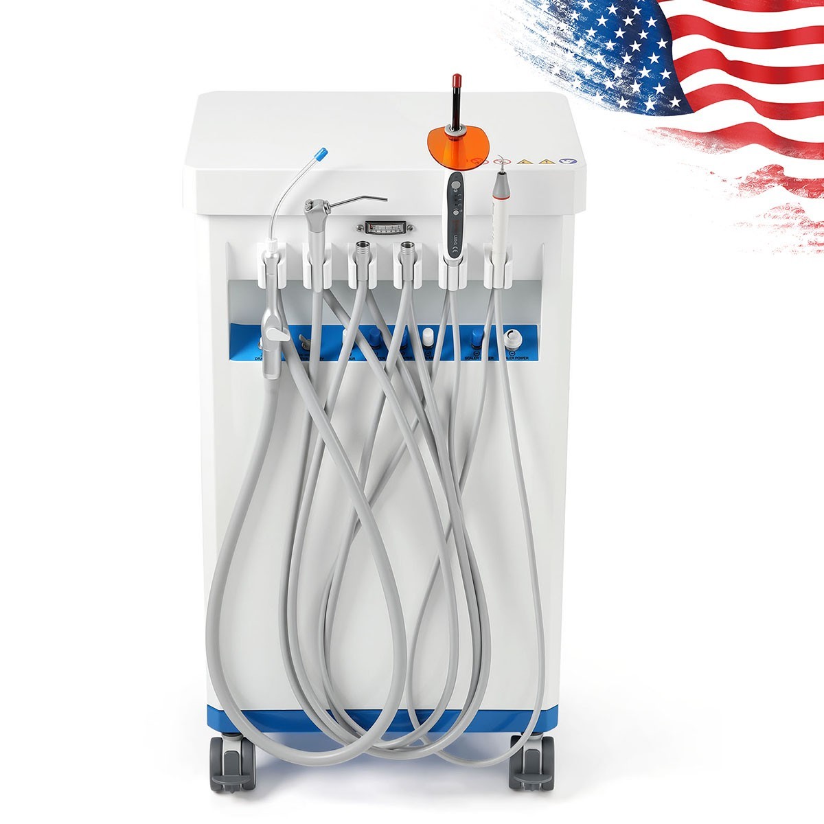Dental Delivery Unit with Air Compressor Cart LED Curing Light/Mobile Unit Chair