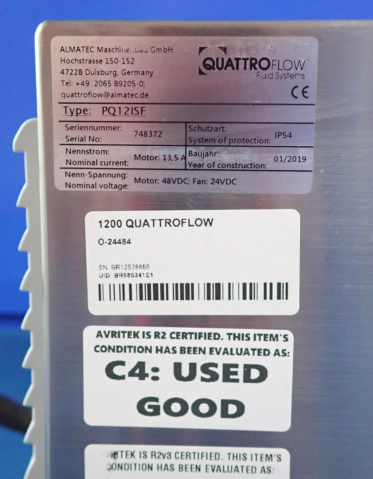 QUATTROFLOW 1200 1,200 L/h, 6 bar, Biopharma Single Use Quaternary Pump PQ12ISF