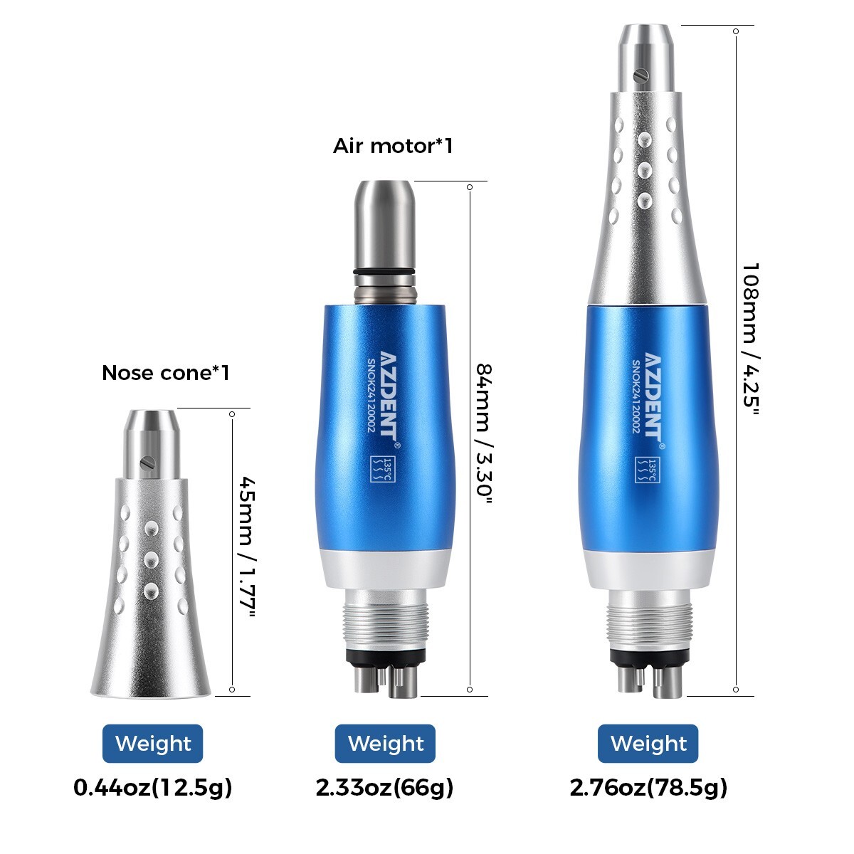 Dental Hygiene Prophy Handpiece 4:1 Nose Cone Air Motor 4Holes 360° Swivel
