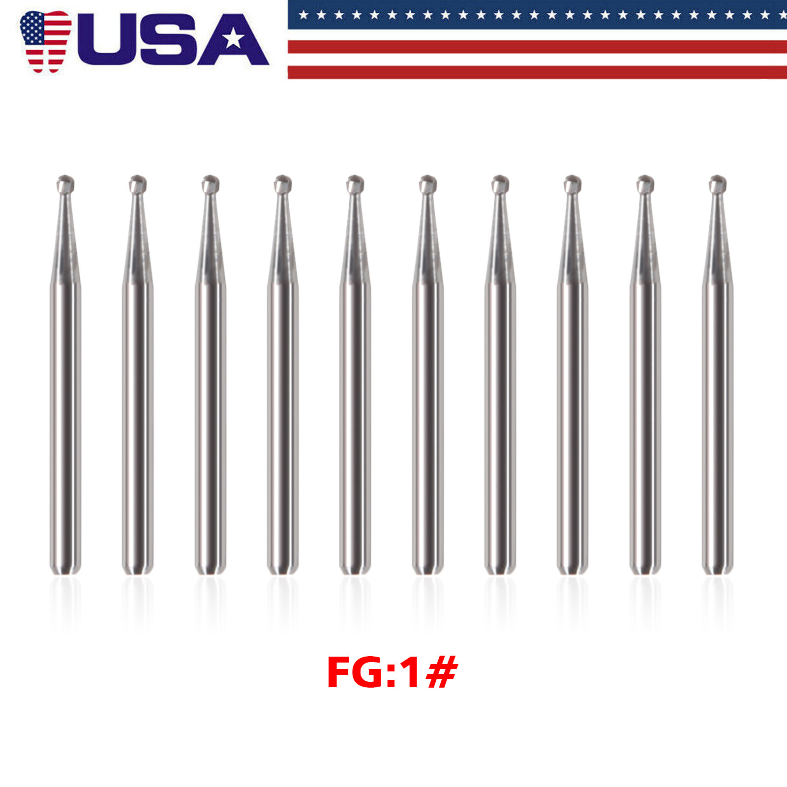10pcs Dental Round Carbide Steel Drills FG Bur for High Speed Handpiece fg1 to