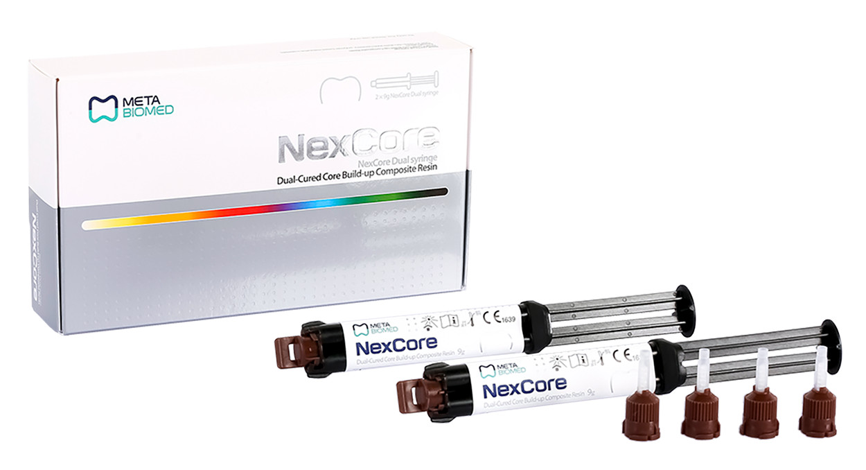 Meta Biomed Nexcore Dual Cured Core Build Up Composite Resin Cement Dual Mix Syr