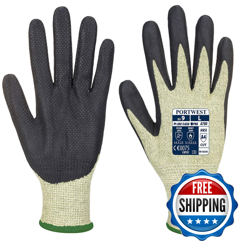 Portwest A780 High Protection Arc Grip Glove Green/Black Medium A780E8Rm