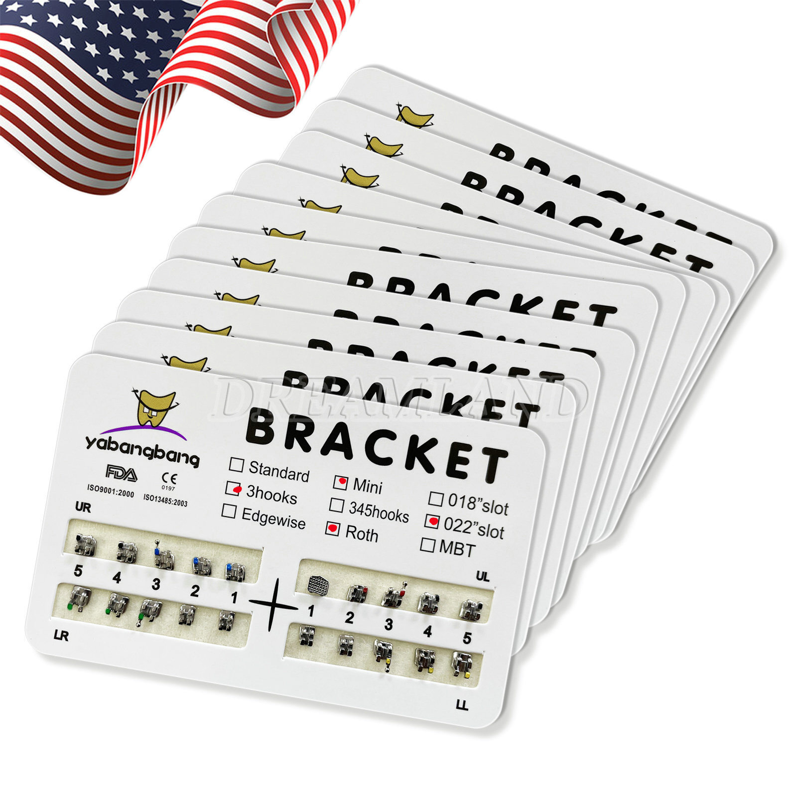 10-100 Packs Dental Orthodontic Brackets Braces Mini Roth .022 Hooks 3