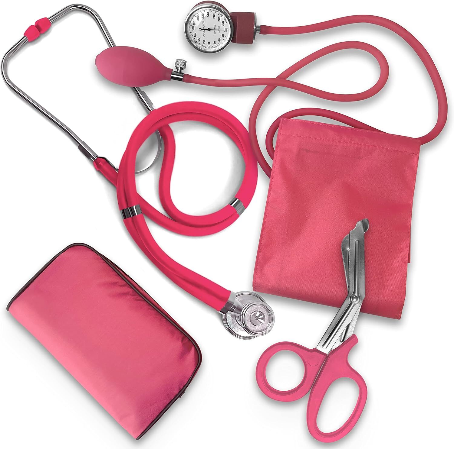 Aneroid Sphygmomanometer Stethoscope Kit Manual Blood Pressure BP Cuff Gauge