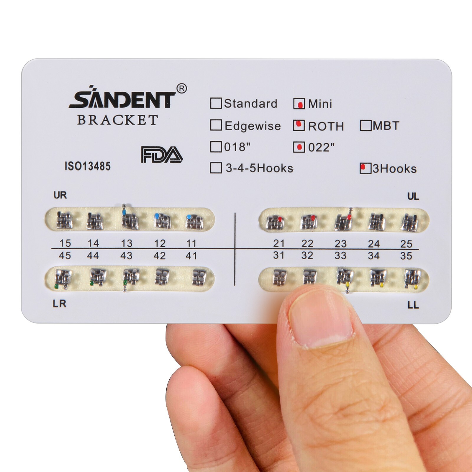 10 Packs SANDENT Dental Orthodontics Brackets Braces Mini Roth 022″Slot 3 Hooks