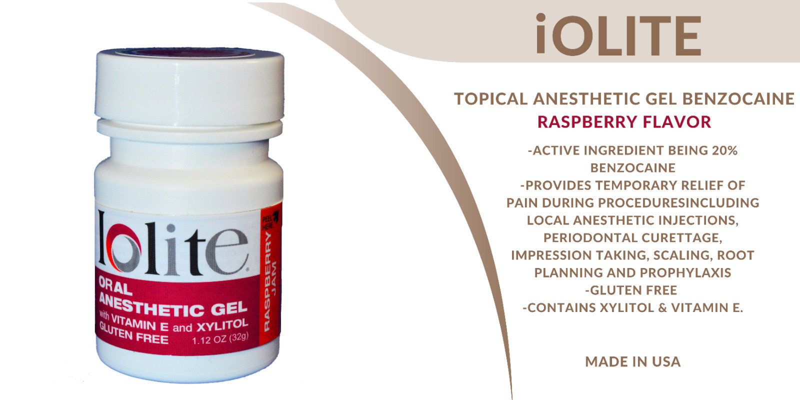 Topical Anesthetic Gel 20% Benzocaine 1OZ – IOLITE- 9 Flavors