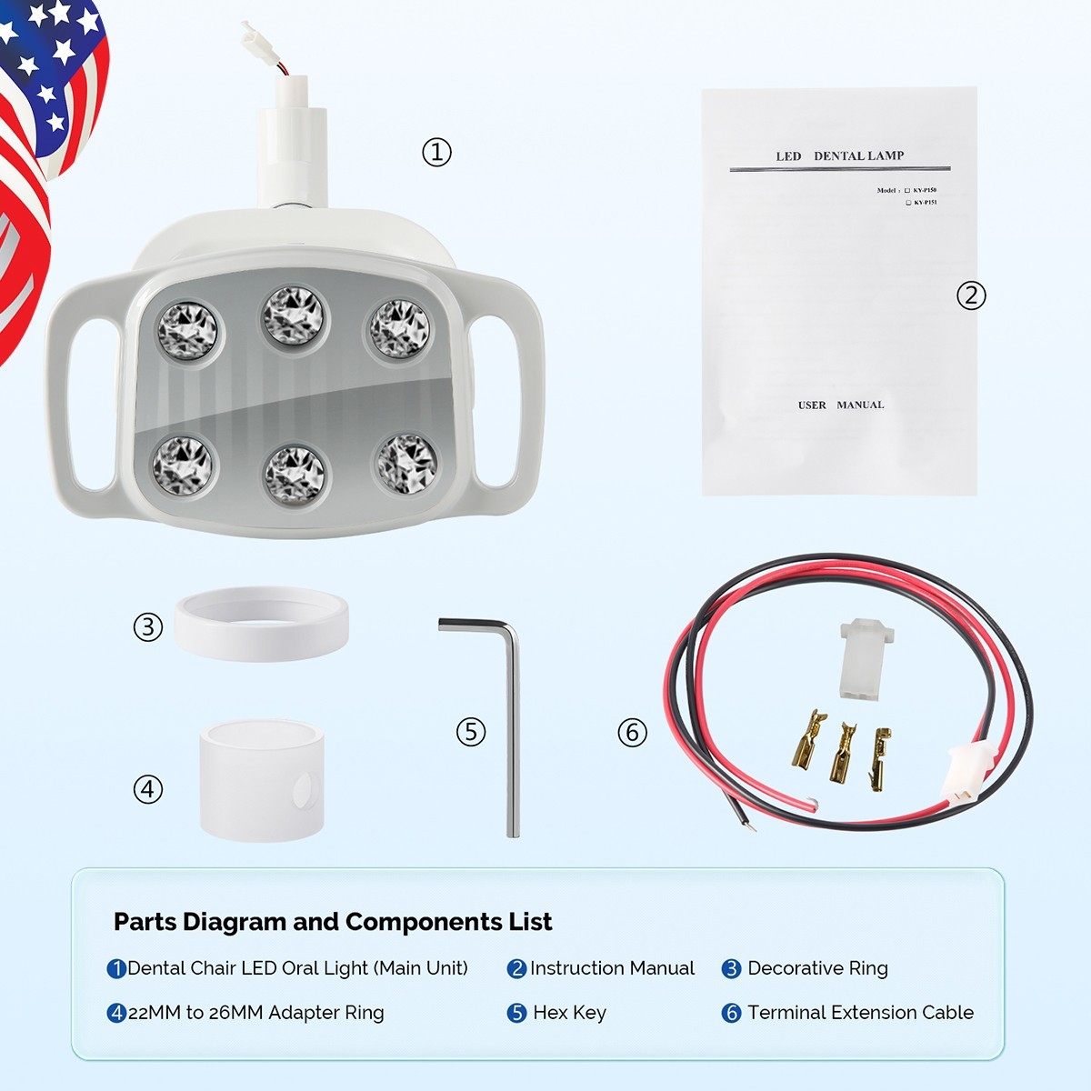Dental 6 LED White Light Operating Lamp Induction For Dental Unit Chair
