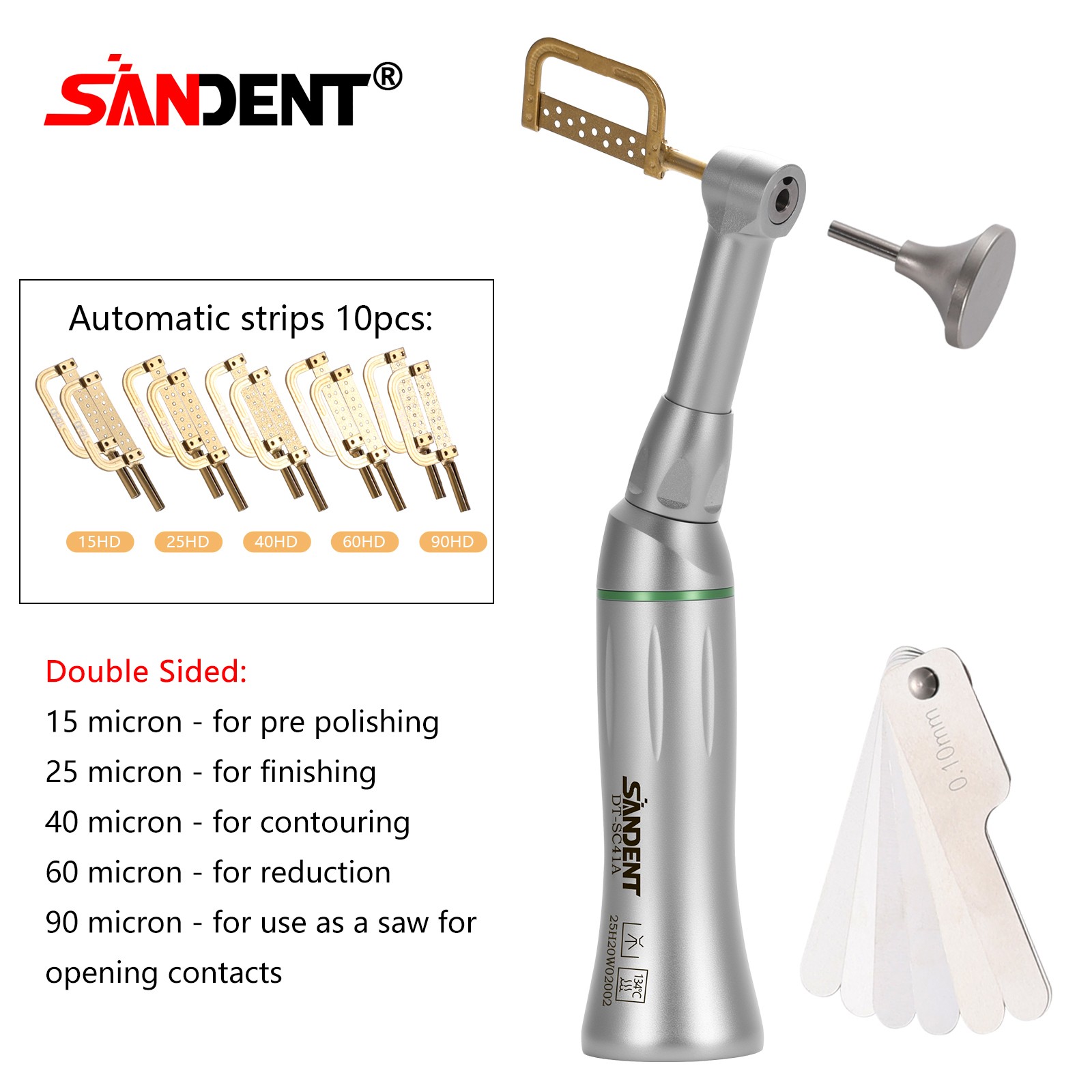Dental 4:1 Reduction IPR Contra Angle Handpiece Interproximal Stripping Kit