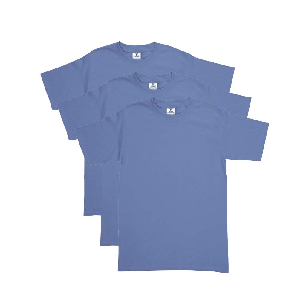 Yazbek Mens Heavy Weight 5.9-Ounce Crew Neck Short Sleeve T-Shirt – 3-Pack Sky