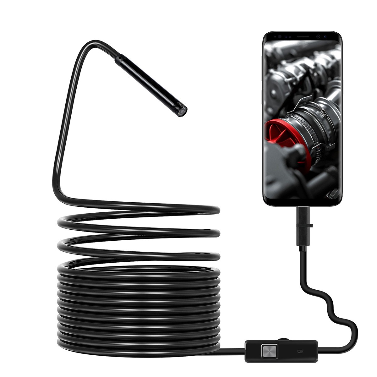 Handheld Industrial Endoscope 5.5mm Borescope Inspection Snake Camera with 8LED
