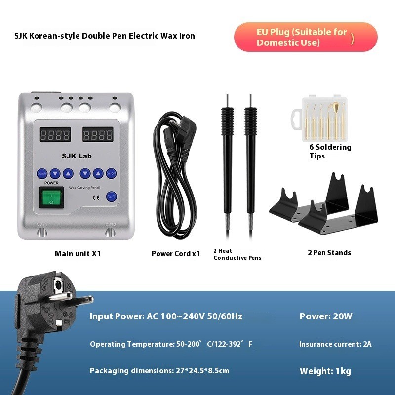 Electric Waxer Carving Knife Machine Double Pen+6 Wax Spoon 110-220V Wax Welding