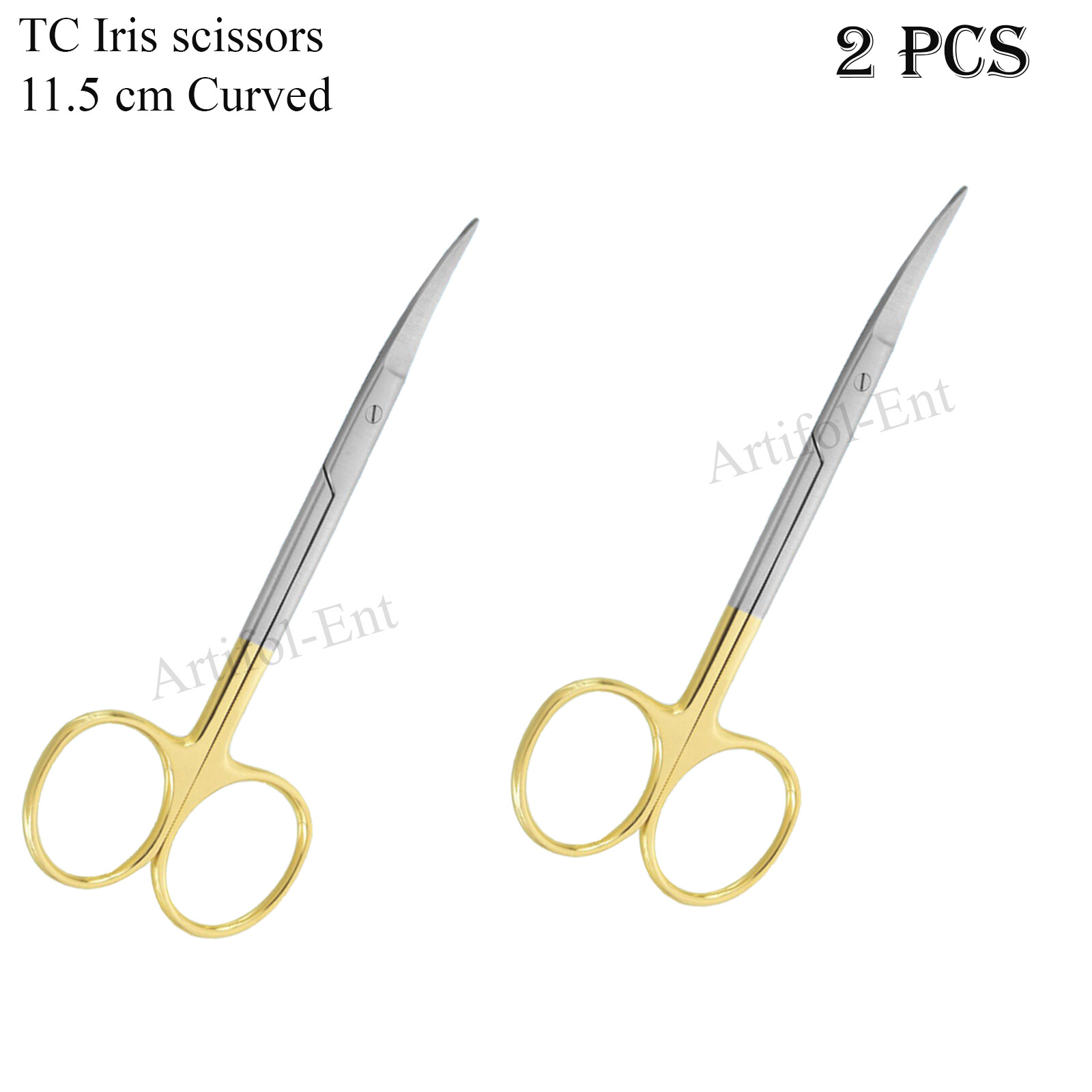 TC Iris Scissor 4.5″ 11.5 cm Curved T/C Premium Grade Material 2 Pcs