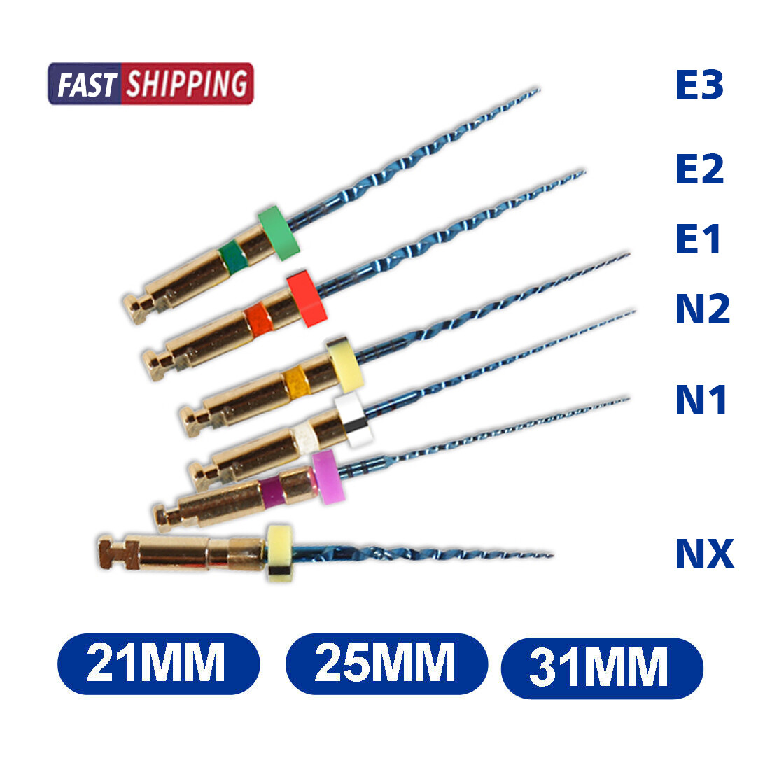 6pc/Pack Dental Endo Rotary Files NX-E3 NITI Root Canal Safe Files 21/25/31MM