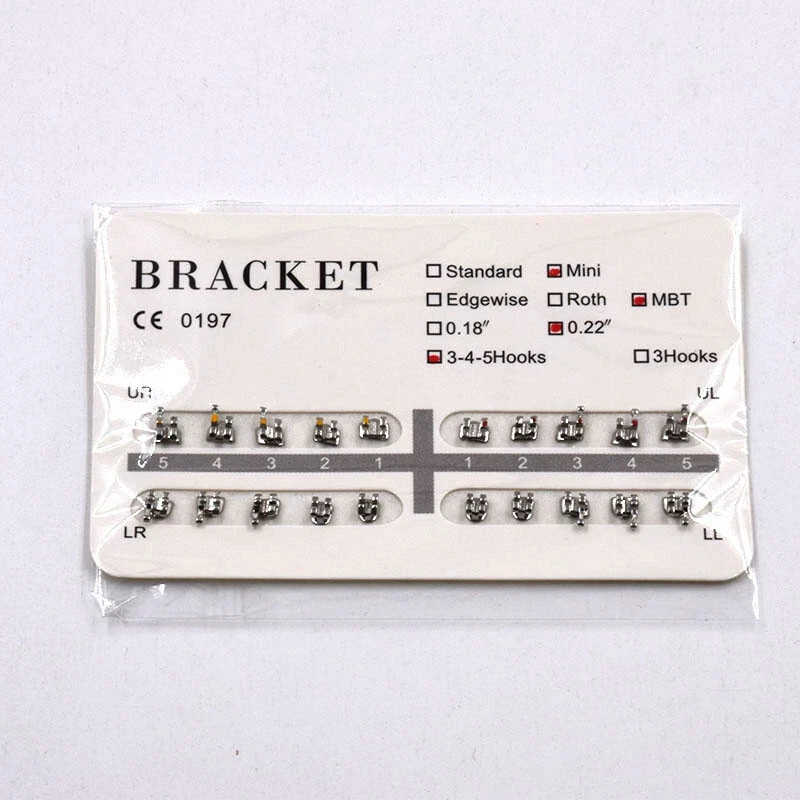 20 Pcs/Set Orthodontic Dental Mini/Standard 018/022 Metal Brackets Braces Hooks