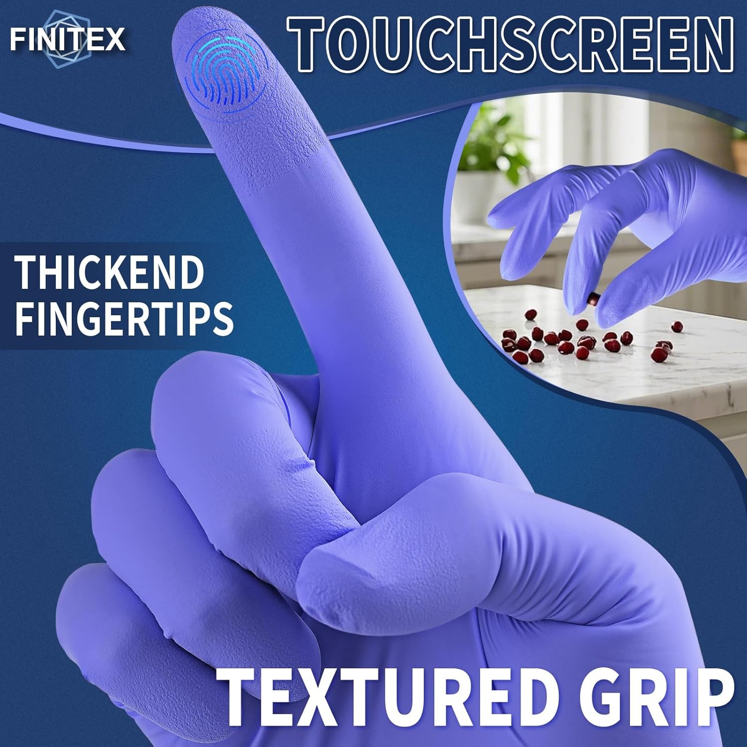 FINITEX Ice Blue Nitrile Exam Gloves Powder-free 1000 PCS