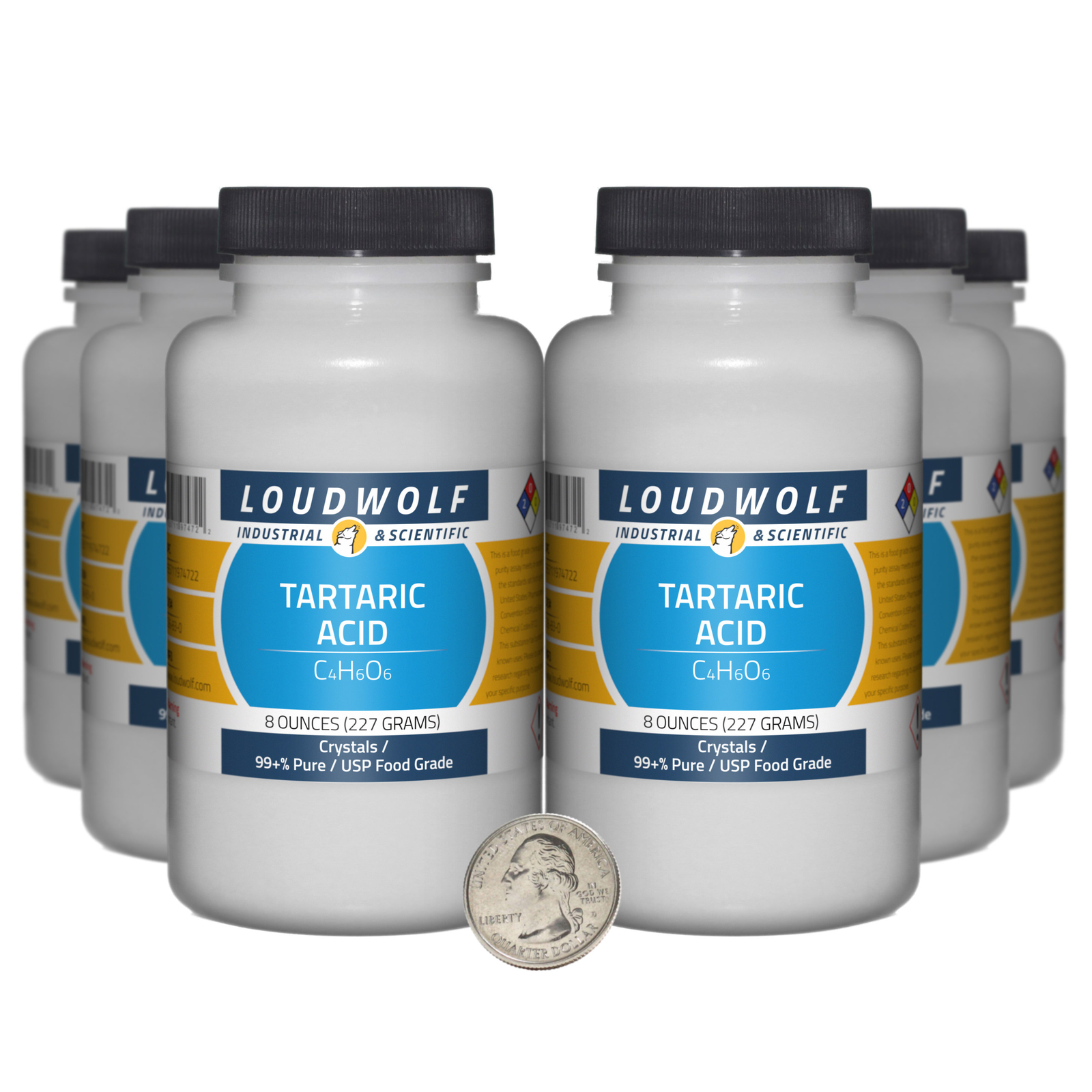 Tartaric Acid / 3 Pounds / 6 Bottles / 99+% Pure USP Food Grade / Crystals / USA